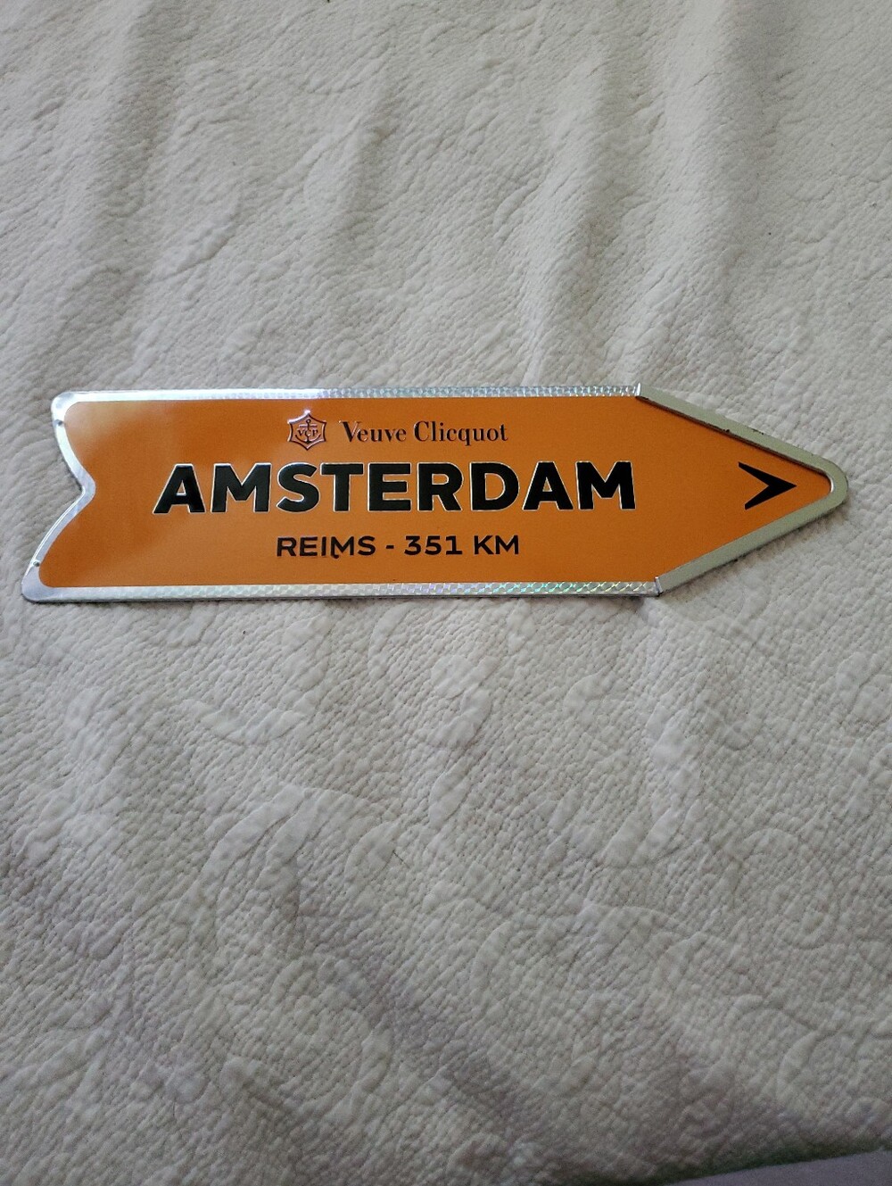 Veuve Clicquot Orange Destination AMSTERDAM Arrow Sign Only